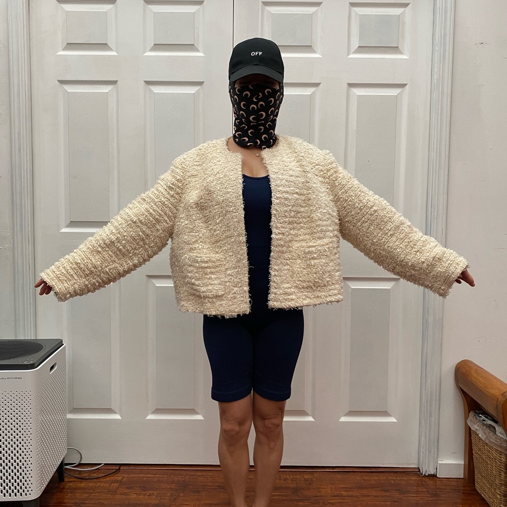 H&M Cream Bouclé Open-Front Jacket - Picture 8 of 11